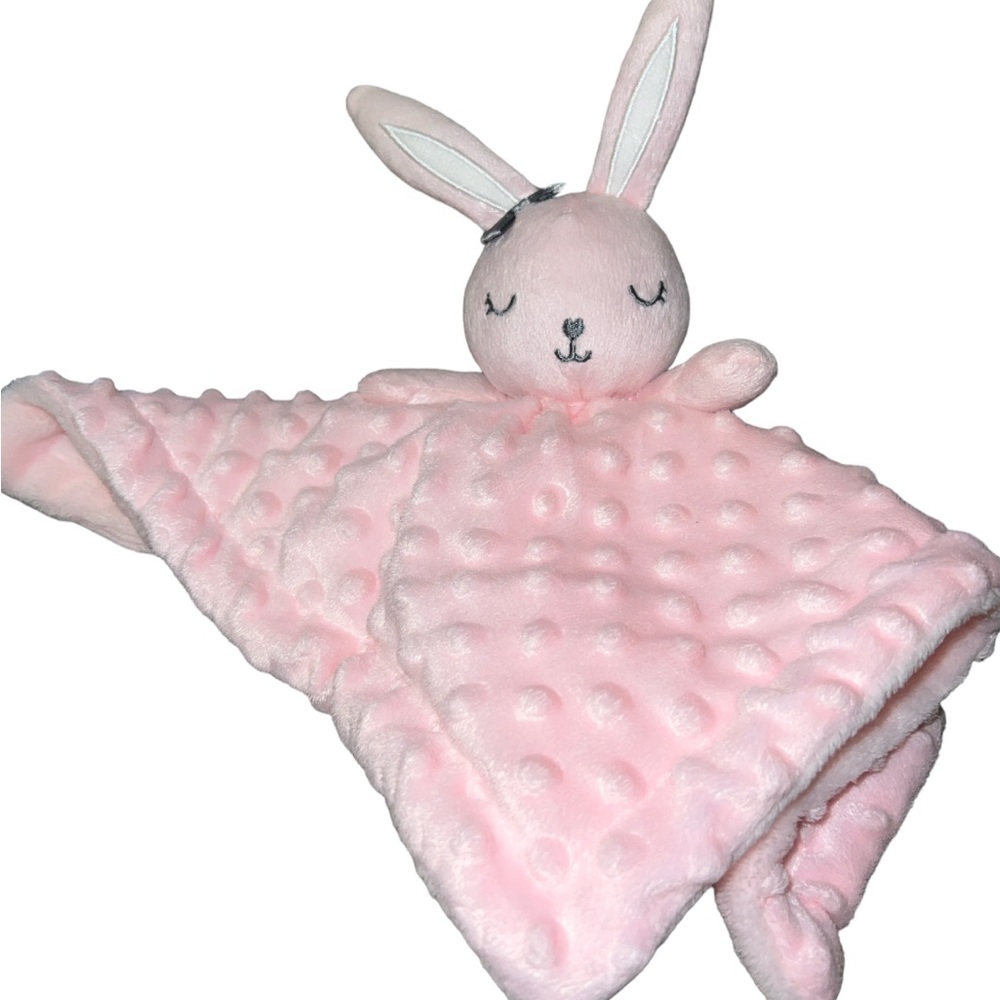 SL Home Fashions Bunny Baby Security Blanket Lovey Pink Grey Minky Dot Bumps